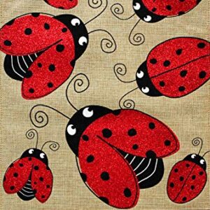 Ladybug Gathering Burlap Spring Garden Flag Welcome 12.5" x 18" Briarwood Lane