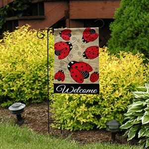 Ladybug Gathering Burlap Spring Garden Flag Welcome 12.5" x 18" Briarwood Lane