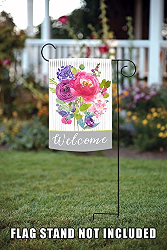 Toland Home Garden 1112531 Painted Petals Welcome Spring Garden Flag 12x18 Inch Double Sided for Outdoor Flower House Yard Decoration