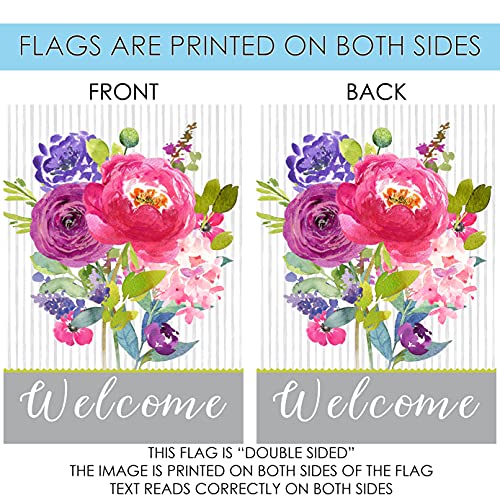 Toland Home Garden 1112531 Painted Petals Welcome Spring Garden Flag 12x18 Inch Double Sided for Outdoor Flower House Yard Decoration