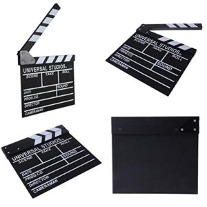 Movie Film Clap Board, 12"x11" Hollywood Clapper Board Wooden Film Movie Clapboard Accessory with Black & White