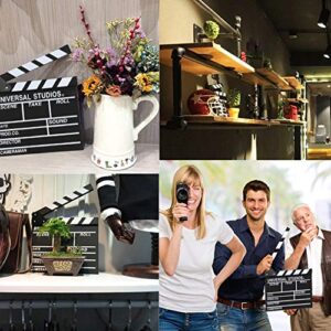 Movie Film Clap Board, 12"x11" Hollywood Clapper Board Wooden Film Movie Clapboard Accessory with Black & White