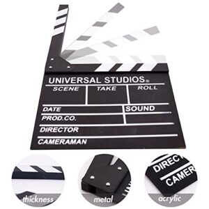 Movie Film Clap Board, 12"x11" Hollywood Clapper Board Wooden Film Movie Clapboard Accessory with Black & White