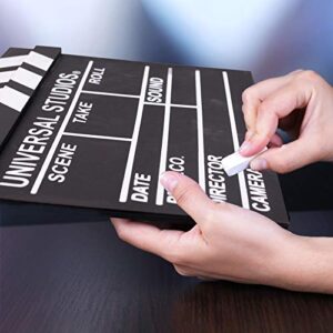 Movie Film Clap Board, 12"x11" Hollywood Clapper Board Wooden Film Movie Clapboard Accessory with Black & White