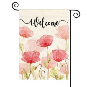 avoin colorlife corn poppies garden flag 12×18 inch double sided outside, spring memorial floral welcome yard outdoor flag