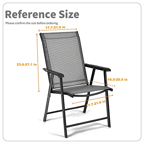 Deisy Dee Patio Dining Chair Covers, Outdoor Steel Sling Folding Chair Covers, Garden Metal Chair Covers (1, Black)