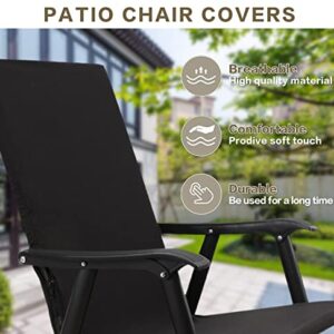 Deisy Dee Patio Dining Chair Covers, Outdoor Steel Sling Folding Chair Covers, Garden Metal Chair Covers (1, Black)