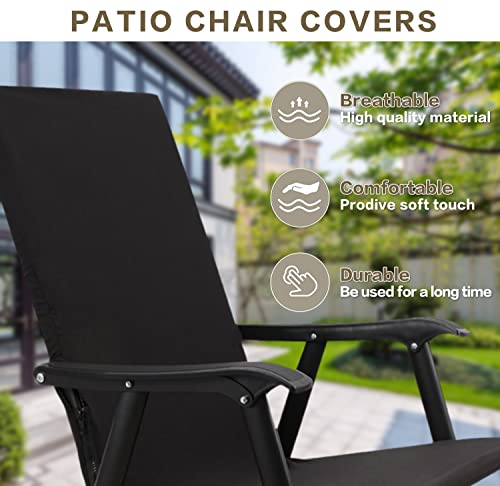 Deisy Dee Patio Dining Chair Covers, Outdoor Steel Sling Folding Chair Covers, Garden Metal Chair Covers (1, Black)