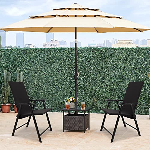 Deisy Dee Patio Dining Chair Covers, Outdoor Steel Sling Folding Chair Covers, Garden Metal Chair Covers (1, Black)