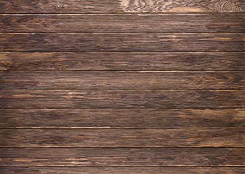 LYWYGG 8x6ft Thin Vinyl Brown Wood Backdrop Photographers Retro Wood Wall Background Cloth Seamless CP-19-0806