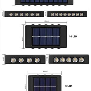 ASLIDECOR 16 Led Up Down Solar Wall Lights, 2 Pack Warm White Solar Fence Lights Waterproof,Black Solar Deck Lighting for House Garden Porch