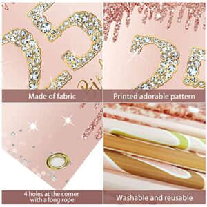 Happy 25th Birthday Banner Backdrop Decorations for Women, Rose Gold 25 Birthday Party Sign Supplies, Pink 25 Year Old Birthday Poster Background Photo Booth Props Decor