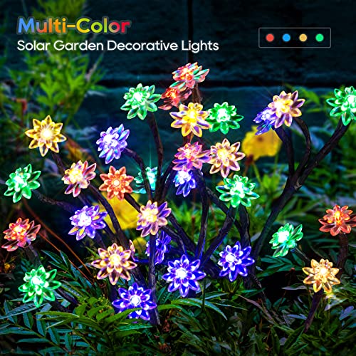 KOOPER 4 Pack Solar Garden Lights with Bigger Lily Flowers & 4 Pack Solar Garden Lights