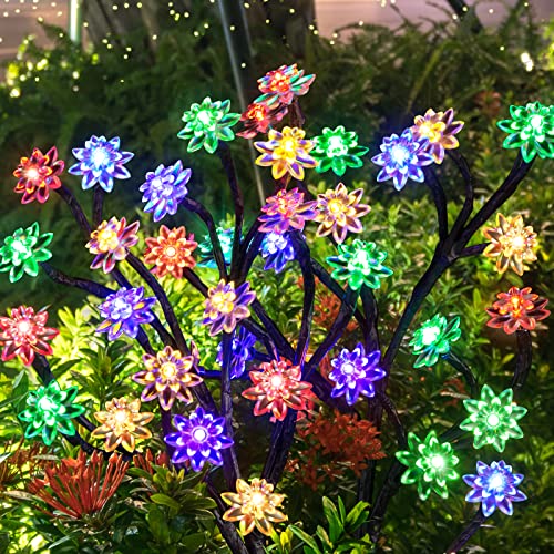 KOOPER 4 Pack Solar Garden Lights with Bigger Lily Flowers & 4 Pack Solar Garden Lights