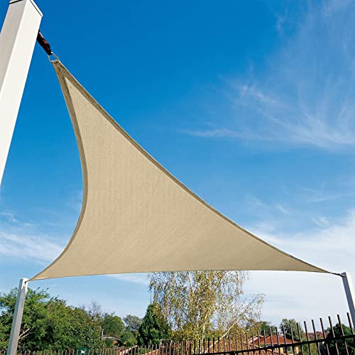 Amagenix Triangle Sun Shade Sails Canopy, Cream Outdoor Shade Canopy 20' X 20' X 20' UV Block Canopy for Outdoor Patio Garden Backyard