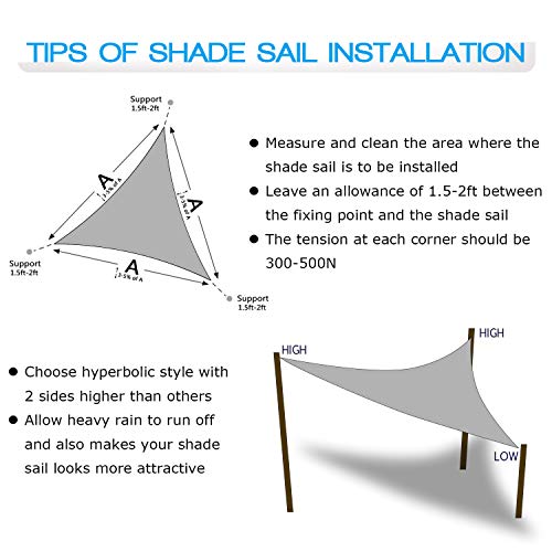 Amagenix Triangle Sun Shade Sails Canopy, Cream Outdoor Shade Canopy 20' X 20' X 20' UV Block Canopy for Outdoor Patio Garden Backyard