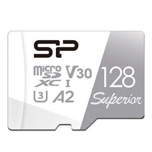silicon power 128gb superior micro sdxc uhs-i (u3), v30 4k a2, high speed microsd card with adapter