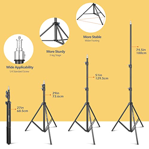 UBeesize Softbox Photography Lighting Kit, 27” x 20” Continuous Lighting Kit with 2pcs 40W E27 Socket 6500K Bulbs, Professional Photo Studio Lighting for Video Recording, Portrait Shooting