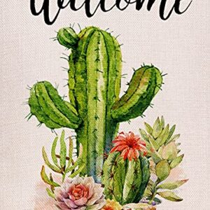 Welcome Cactus Garden Flag Vertical Double Sided Rustic Farmhouse Flag Yard Outdoor Decoration 12.5 x 18 Inch