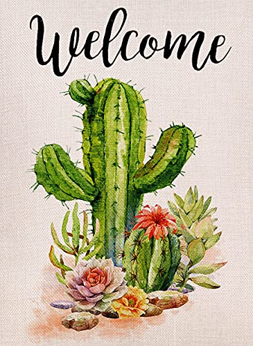 Welcome Cactus Garden Flag Vertical Double Sided Rustic Farmhouse Flag Yard Outdoor Decoration 12.5 x 18 Inch