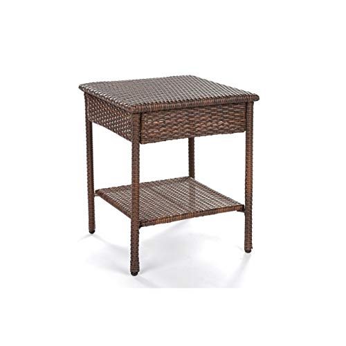 W Unlimited Galleon Collection Outdoor Furniture End Table Patio Furniture Conversation Set Dark Brown Rattan Wicker