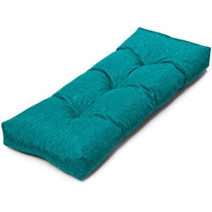 lokex bench cushion pads tufted chair pads waterproof lounge chair cushion swing cushions memory foam pads for patio furniture window bay bench cushion, [cationic] lake blue, 36″x14″x4″