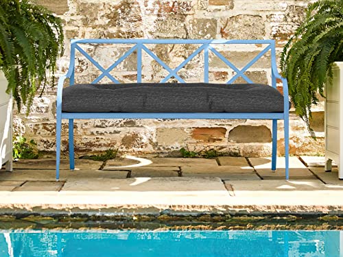 Lokex Bench Cushion Pads Tufted Chair Pads Waterproof Lounge Chair Cushion Swing Cushions Memory Foam Pads for Patio Furniture Window Bay Bench Cushion, [Cationic] Lake Blue, 36"x14"x4"