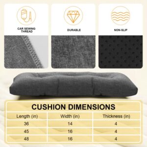 Lokex Bench Cushion Pads Tufted Chair Pads Waterproof Lounge Chair Cushion Swing Cushions Memory Foam Pads for Patio Furniture Window Bay Bench Cushion, [Cationic] Lake Blue, 36"x14"x4"