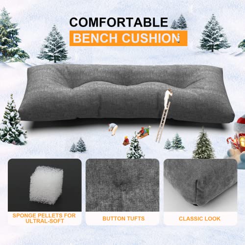 Lokex Bench Cushion Pads Tufted Chair Pads Waterproof Lounge Chair Cushion Swing Cushions Memory Foam Pads for Patio Furniture Window Bay Bench Cushion, [Cationic] Lake Blue, 36"x14"x4"