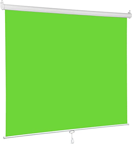 KHOMO GEAR Green Screen 84 x 84 inch - Extra Large Pull Down Projector Green Screen Backdrop - Durable Height-Adjustable - Multiple Hanging Options - Portable Collapsible Roll Down Projector Screen