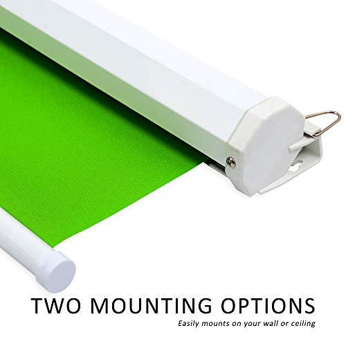 KHOMO GEAR Green Screen 84 x 84 inch - Extra Large Pull Down Projector Green Screen Backdrop - Durable Height-Adjustable - Multiple Hanging Options - Portable Collapsible Roll Down Projector Screen