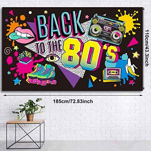 80's Party Decorations Back to The 80's Banner 80's Backdrop Background Decoration for Photography Background 80's Party Supplies, 73 x 43 x 0.04 Inch