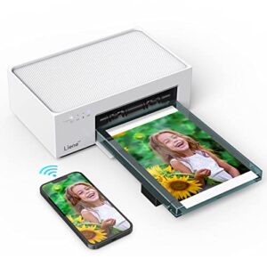 liene white m200 4×6” photo printer battery edition, wireless photo printer for iphone android, dye sublimation printing full-color photo 20-sheet, portable picture printer ideal for travel home use