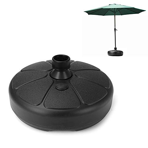 Braceus Patio Umbrella Base, Water Filled Round Patio Yard Umbrella Stand Parasol Base Holder with 1.3" -1.5" Pole Diameters for Outdoor, Lawn, Garden, Beach Black