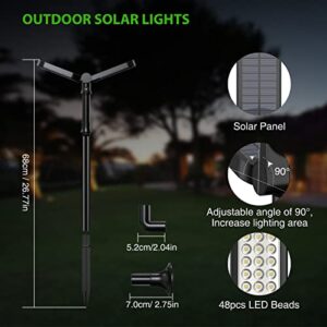 Lafhome Solar Lights Outdoor Garden, 2-Pack Upgraded 48 LED Solar Powered Lights Garden Lights Solar Wall Lantern Solar Pathway Lights, IP65 Waterproof Landscape Lighting for Garden Yard Cold White