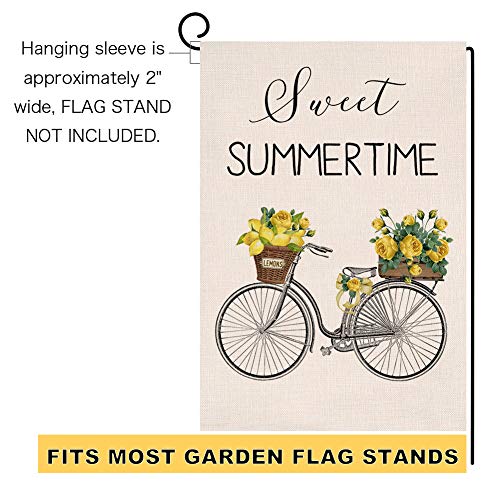 Summer Garden Flag Vertical Double Sided Lemon Farmhouse Burlap Yard Outdoor Decor 12.5 x 18 Inches (110496)