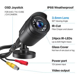 ZOSI 2.0MP 1080p 1920TVL Outdoor Indoor Security Camera,Hybrid 4-in-1 TVI/CVI/AHD/CVBS CCTV Camera,80ft IR Night Vision Weatherproof For 960H,720P,1080P,5MP,4K analog Home Surveillance DVR System