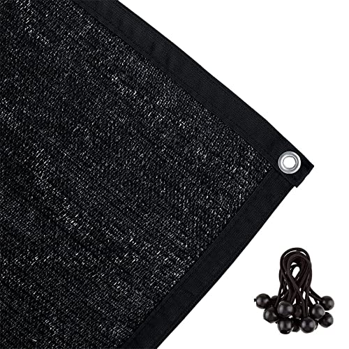 Shatex 90% Shade Fabric Sun Shade Cloth with Grommets for Pergola Cover Canopy Black (10X22ft), 12 Bungee Balls