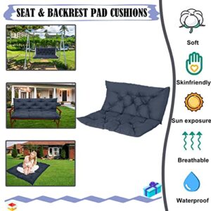 Dttra Garden Bench Seat Cushion, Waterproof Swing Replacement Cushions with Backrest and Ties, Outdoor Porch Patio Swing Non-Slip Chairs Pad (A, 40 * 60in)