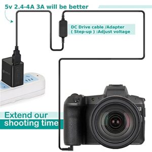 Raeisusp 5-8.4V USB Drive Cable ACK-E12 Power Supply + DR-E12 DC Coupler LP-E12 Dummy Battery DC Grip + 5V 3AMP USB Adapter Kit for Canon EOS M EOS M2 M10 M50 M100 M200