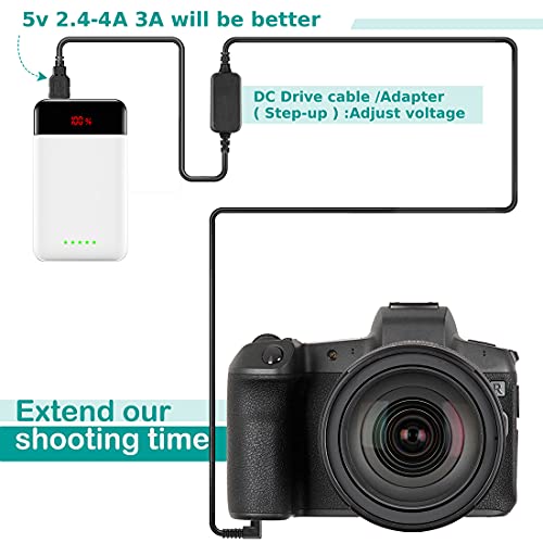 Raeisusp 5-8.4V USB Drive Cable ACK-E12 Power Supply + DR-E12 DC Coupler LP-E12 Dummy Battery DC Grip + 5V 3AMP USB Adapter Kit for Canon EOS M EOS M2 M10 M50 M100 M200