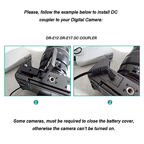 Raeisusp 5-8.4V USB Drive Cable ACK-E12 Power Supply + DR-E12 DC Coupler LP-E12 Dummy Battery DC Grip + 5V 3AMP USB Adapter Kit for Canon EOS M EOS M2 M10 M50 M100 M200