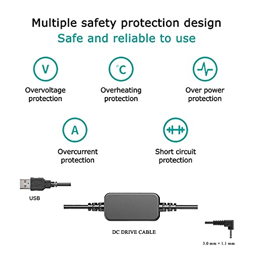 Raeisusp 5-8.4V USB Drive Cable ACK-E12 Power Supply + DR-E12 DC Coupler LP-E12 Dummy Battery DC Grip + 5V 3AMP USB Adapter Kit for Canon EOS M EOS M2 M10 M50 M100 M200