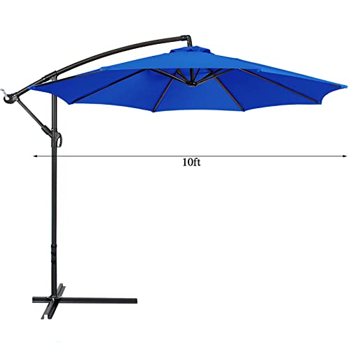 Yumfoz 10 Ft Umbrella Replacement Canopy 6 Ribs Outdoor Sunbrella Market Top for Yard Garden Patio Beach, Blue, 6骨