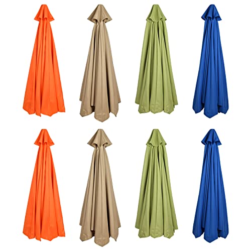 Yumfoz 10 Ft Umbrella Replacement Canopy 6 Ribs Outdoor Sunbrella Market Top for Yard Garden Patio Beach, Blue, 6骨