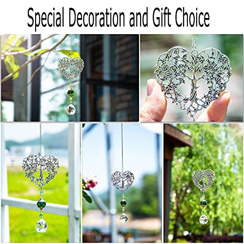 H&D HYALINE & DORA Tree of Life Crystal Suncatchers Crystal Drop Prism Rainbow Maker Hanging for Home Garden Decoration, Heart Shaped