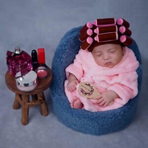 Newborn Photography Props Crochet Curler Hat Baby Photo Props Curler Hat Hair Spa Makeup Salon Halloween Party Infant Hat Baby Granny Wig Baby Photoshoot Prop Newborn Caps Christmas