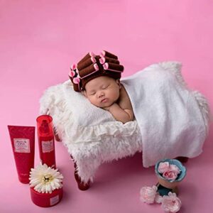 Newborn Photography Props Crochet Curler Hat Baby Photo Props Curler Hat Hair Spa Makeup Salon Halloween Party Infant Hat Baby Granny Wig Baby Photoshoot Prop Newborn Caps Christmas