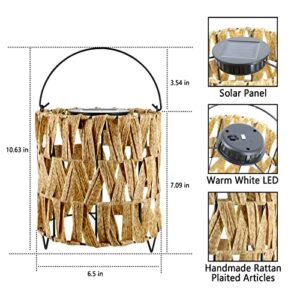 Decorative Table Lights Outdoor Rattan - Hanging Lantern Lights Solar Rattan Lantern Warm White for Tabletop, Garden Decor, Party and Wedding