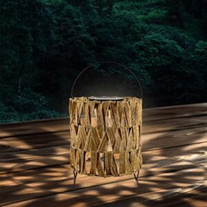 Decorative Table Lights Outdoor Rattan - Hanging Lantern Lights Solar Rattan Lantern Warm White for Tabletop, Garden Decor, Party and Wedding